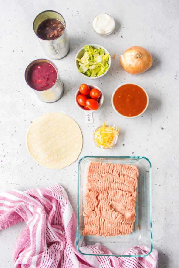 ingredients for Cake Pan Layered Enchilada Bake