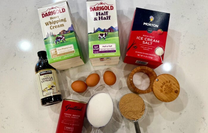 ingredients to make Homemade Chocolate Ice Cream