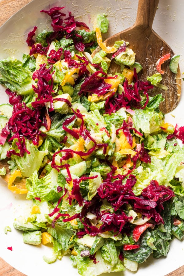 Crunchy Romaine Salad with beets