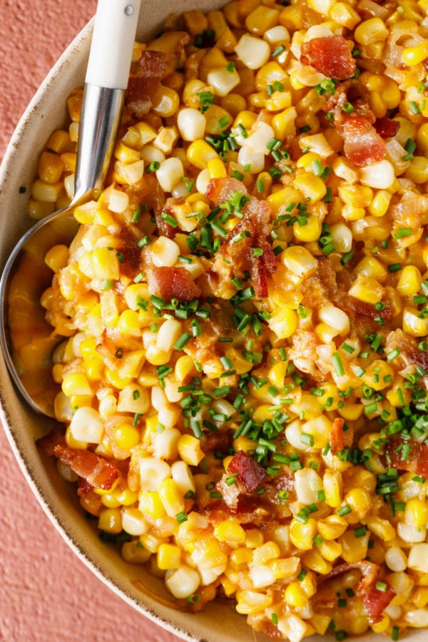 crisp bacon on corn salad