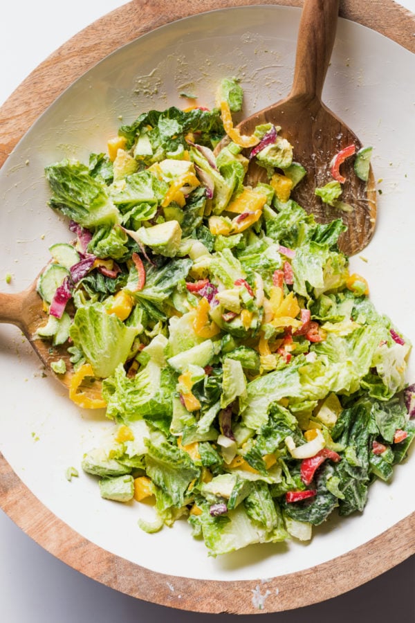 Crunchy Romaine Salad with Trader Joe's dressing