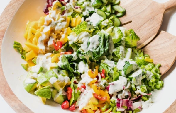 Crunchy Romaine Salad with Vegan dressing