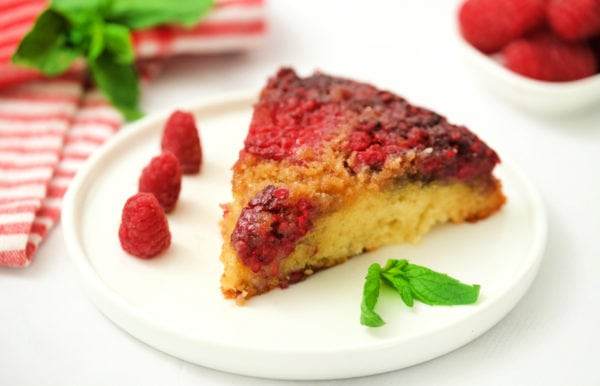 slice of Warm Raspberry Butter Cake