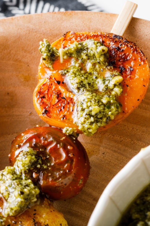 apricot with pesto