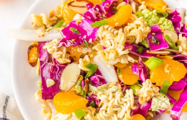 plate of ramen salad