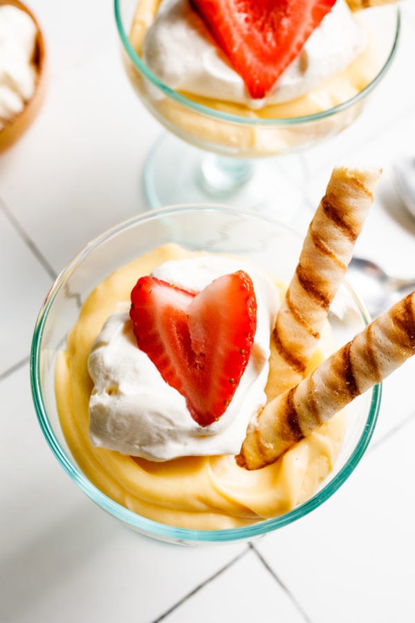 Vanilla Pudding Parfait with cream