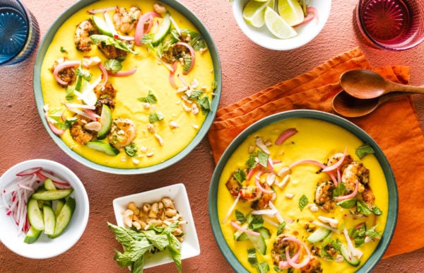 bowls of corn soup