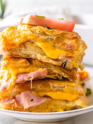 stacked ham and cheese