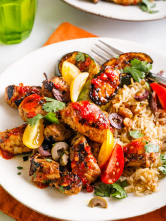 Honey Harissa Chicken with rice