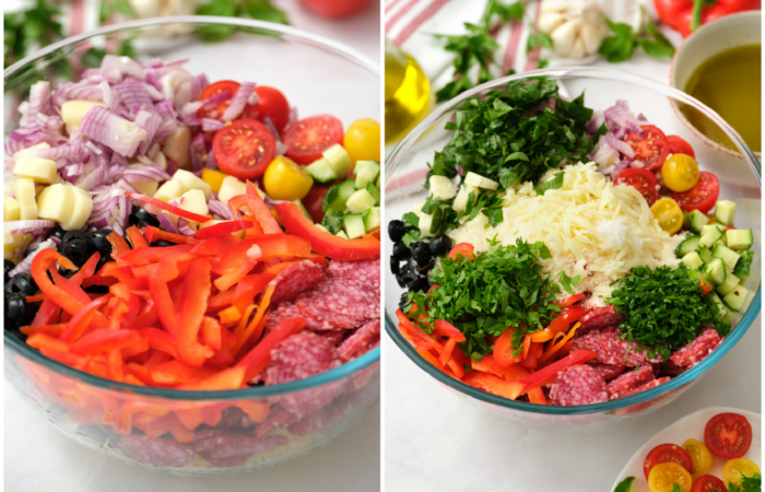 preparing a Best Italian Pasta Salad