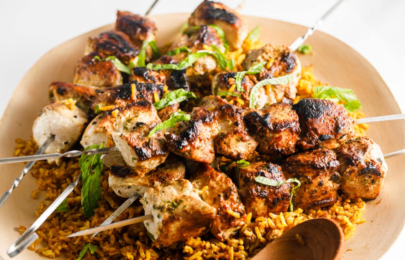 Grilled Chicken Skewers with Basil Couscous