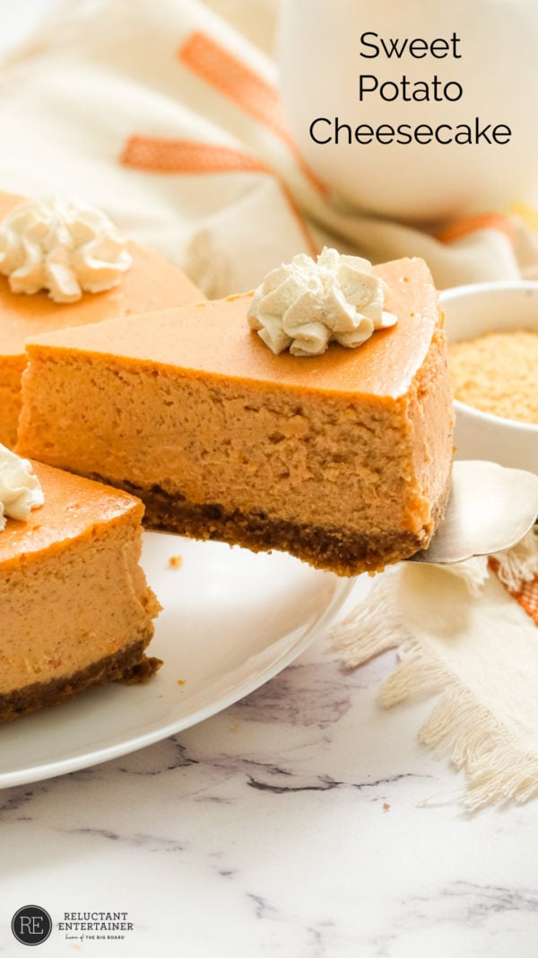 cutting a slice of cheesecake