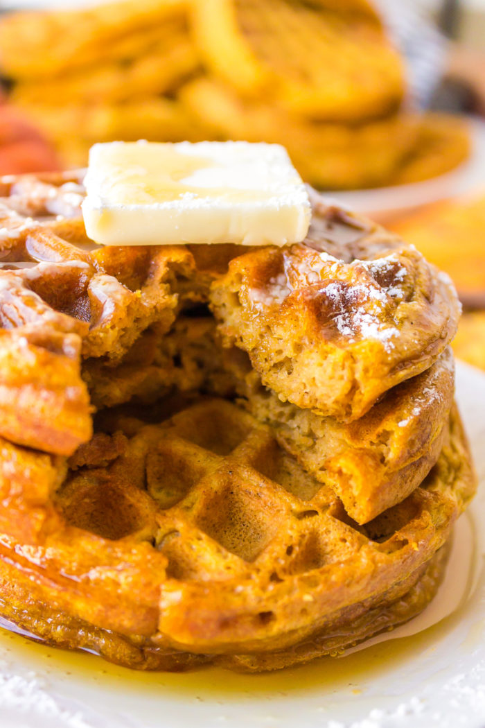 bite of pumpkin waffle