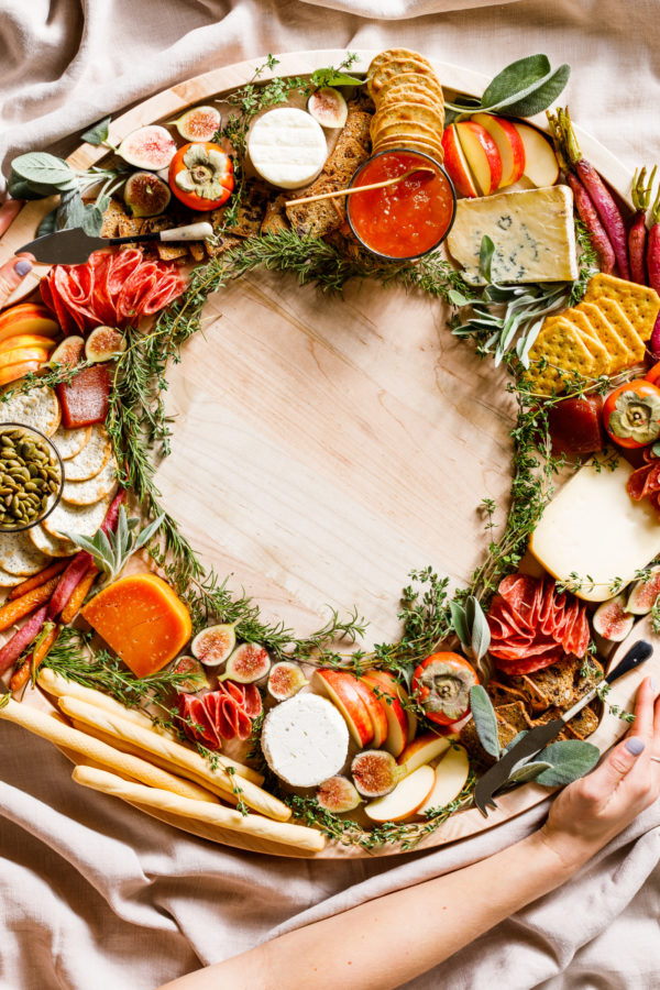 how to make a fall cheese board wreath