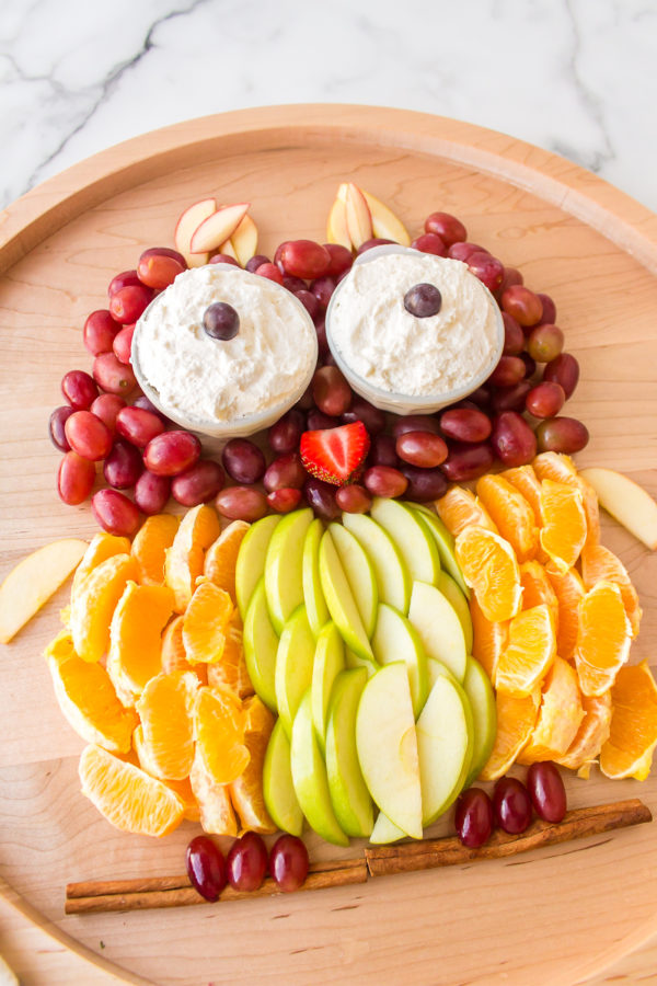 fruit pieces shaped into an owl