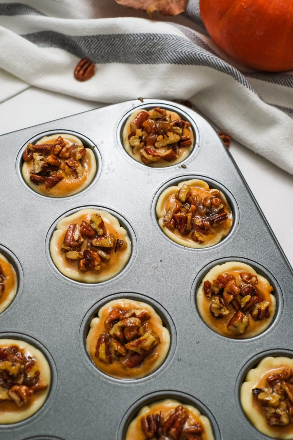 Mini Pecan And Pumpkin Tarts Reluctant Entertainer   Unbaked Tart 1024x1536 