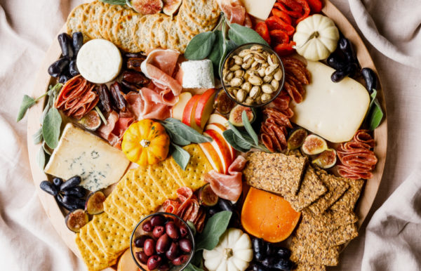 mini cheese board with fall foods