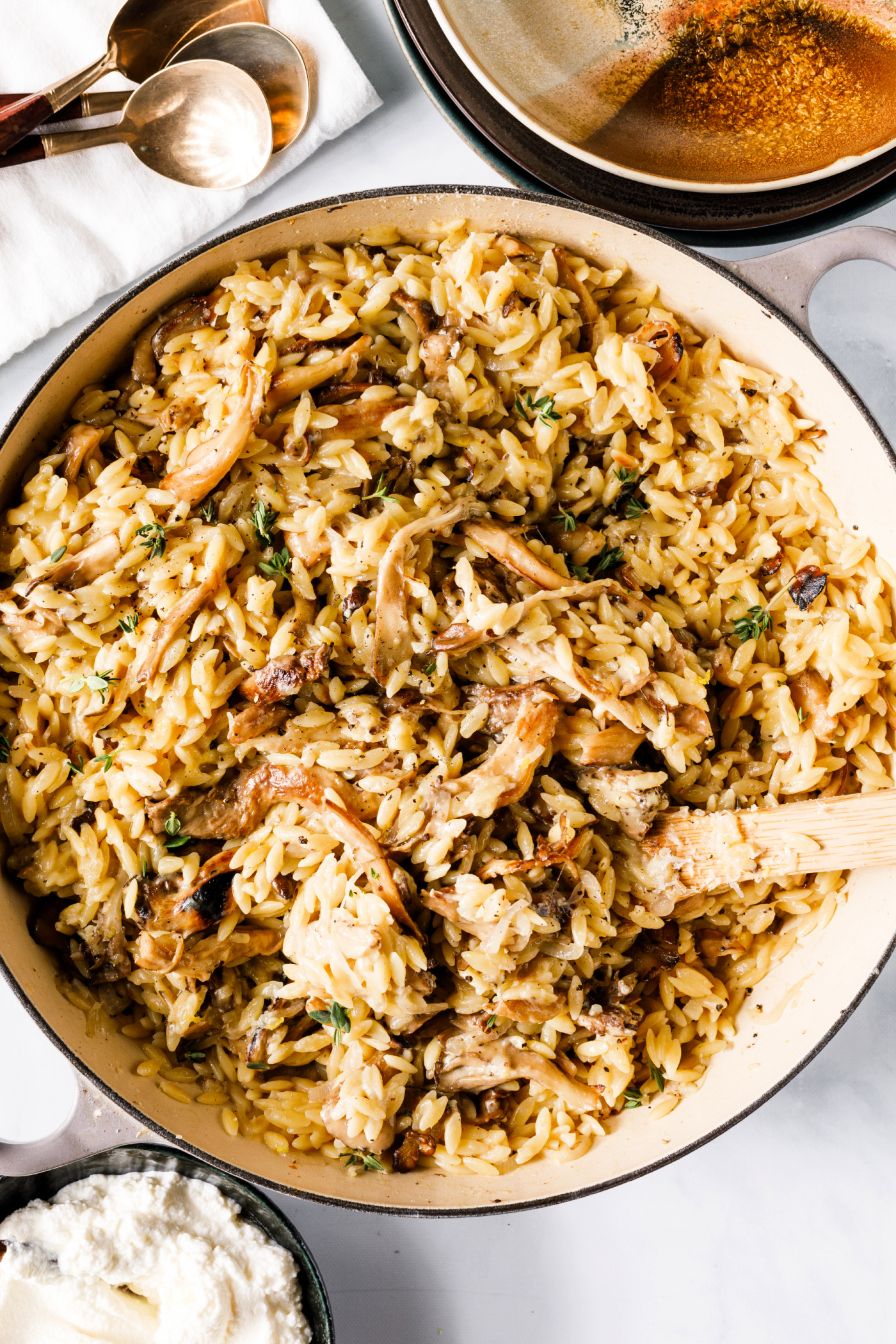 Creamy Mushroom Orzo with Ricotta Reluctant Entertainer