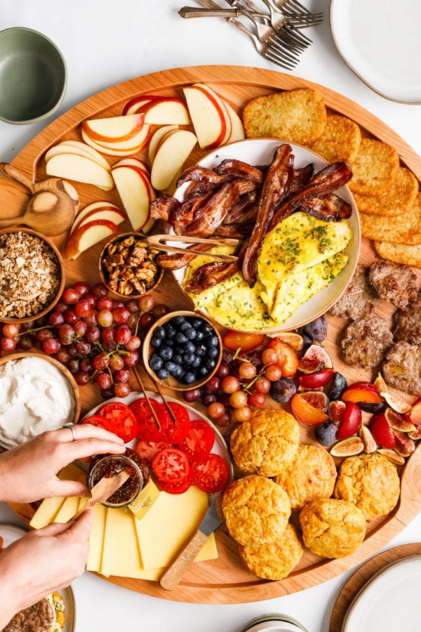 biscuit board with bacon