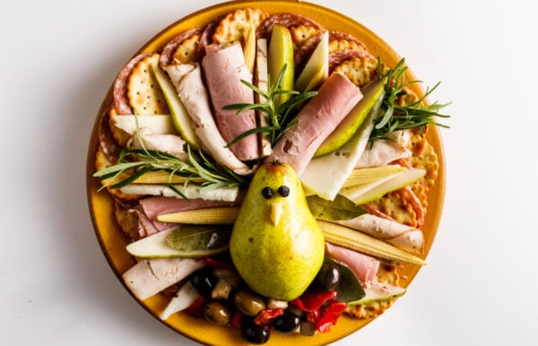 cheese plate with turkey pear