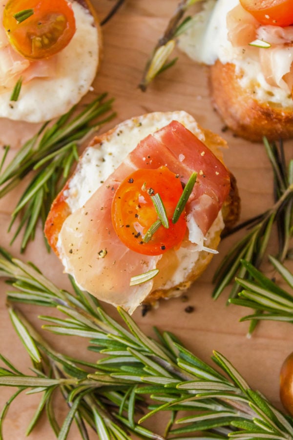 a crostini with cheese