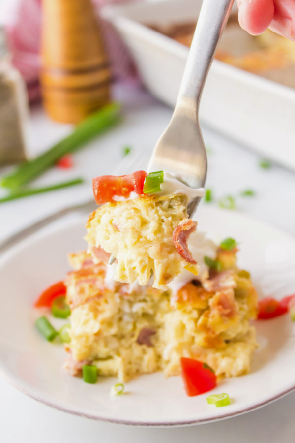 bite of green chili egg casserole