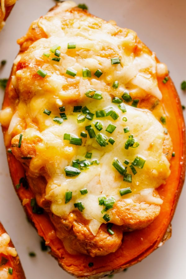 a cheesy sweet potato