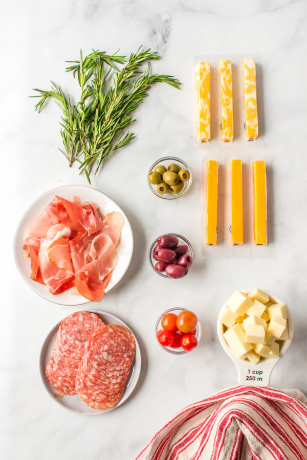 ingredients for Wreath Charcuterie Board