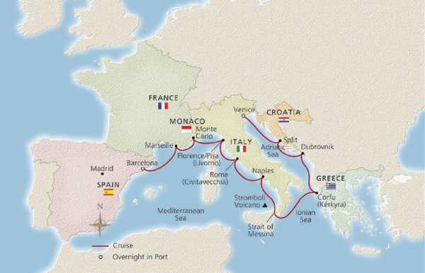 map of VIking cruise