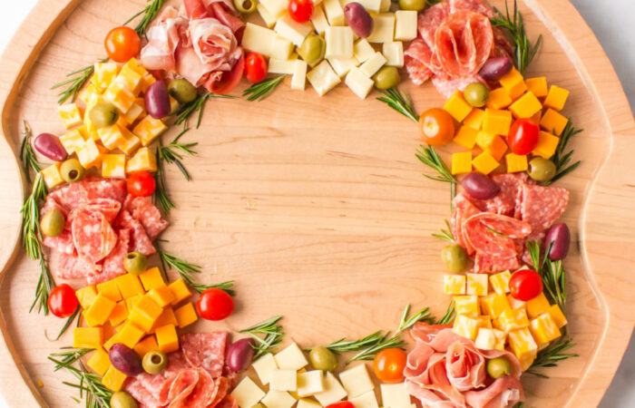 a meat and cheese wreath