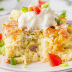 a serving of green chili egg casserole