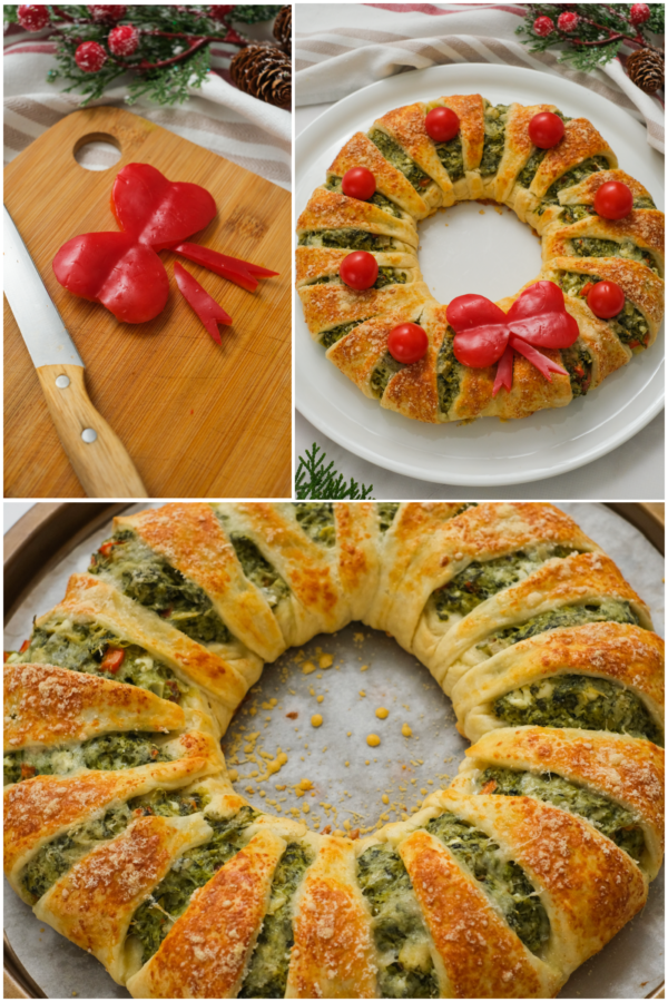 how to make a Spinach Dip Crescent Wreath
