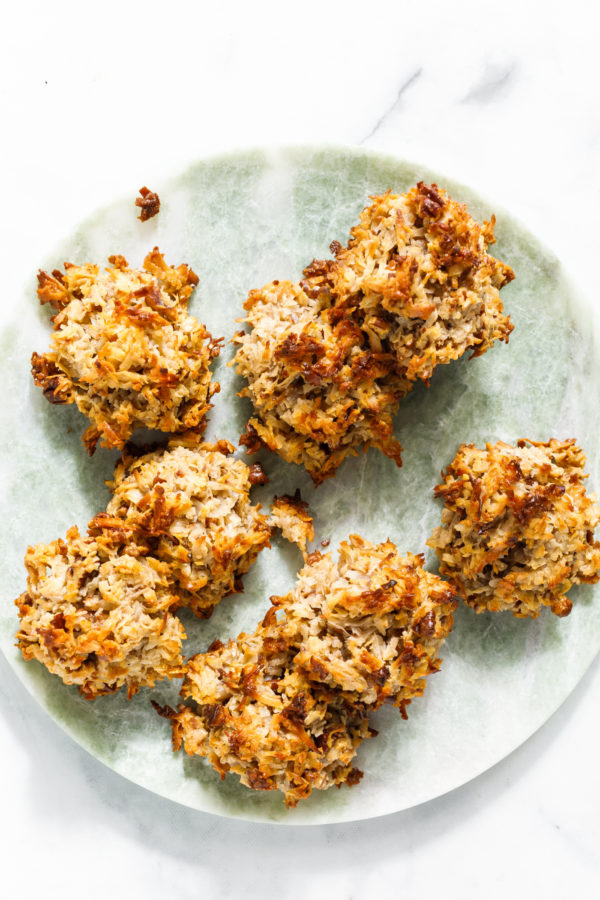 plate of Coconut Macaroon Cookies with Pecans