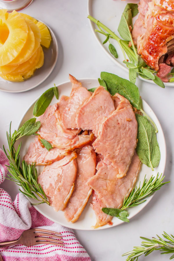 slices of slow cooker ham