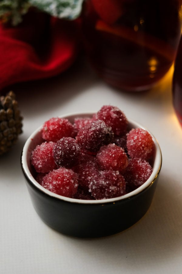 bowl of sugared cranberries