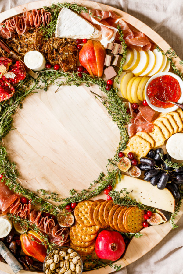 a round wreath Christmas Charcuterie