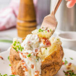 bite of air fryer baked potato