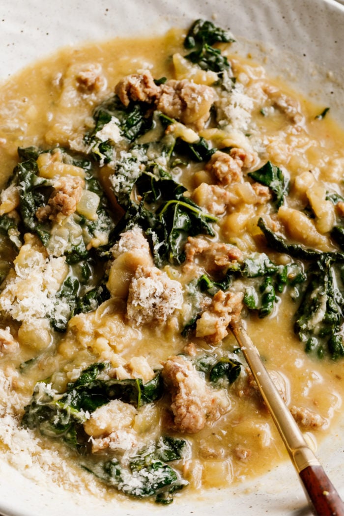 White Bean and Kale Soup with sausage