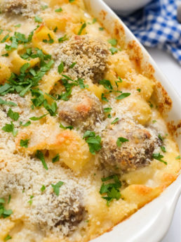 4-Cheese Meatball Casserole with parsley