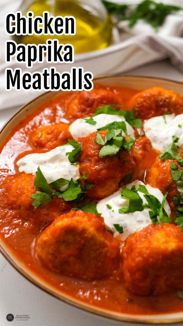 bowl of Chicken Paprika Meatballs