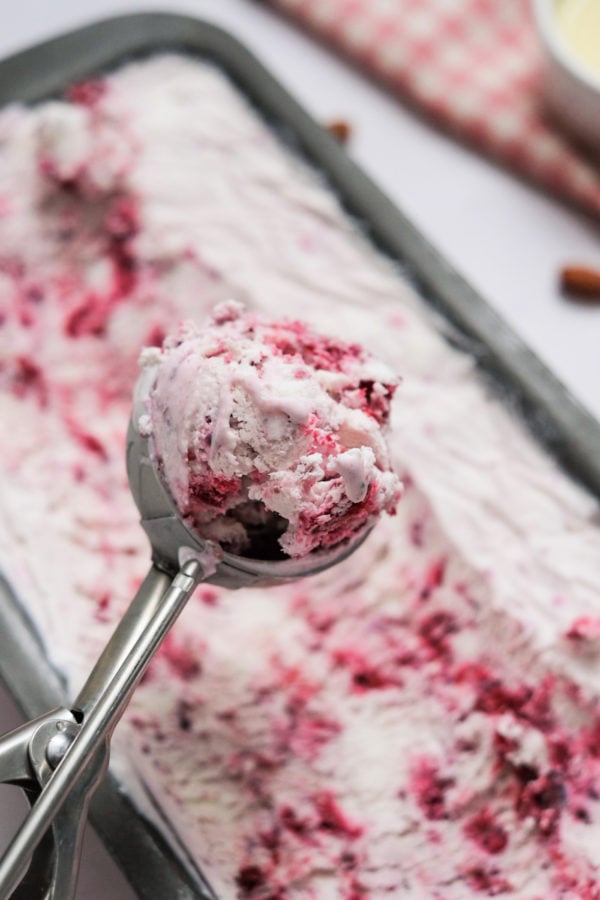 a scoop of cherry ice cream