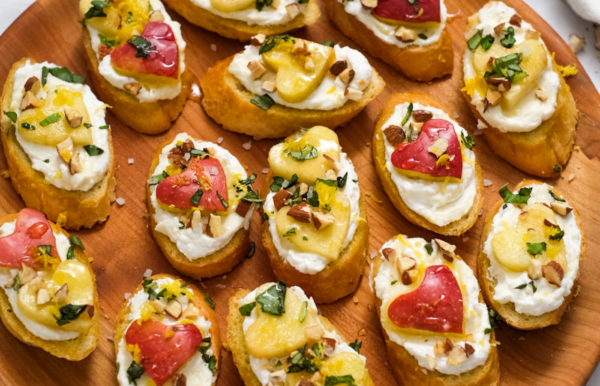 platter of Whipped Ricotta Crostini