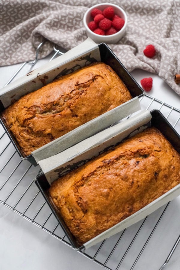 2 mini loaves of raspberry bread