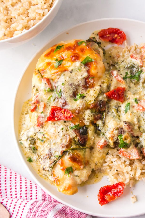 Baked Tuscan Chicken serving