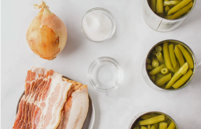 ingredients to make Green Beans with Bacon and Onions