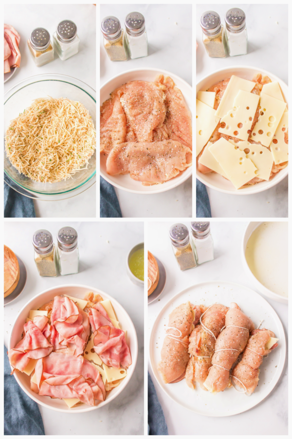 how to roll Chicken Cordon Bleu