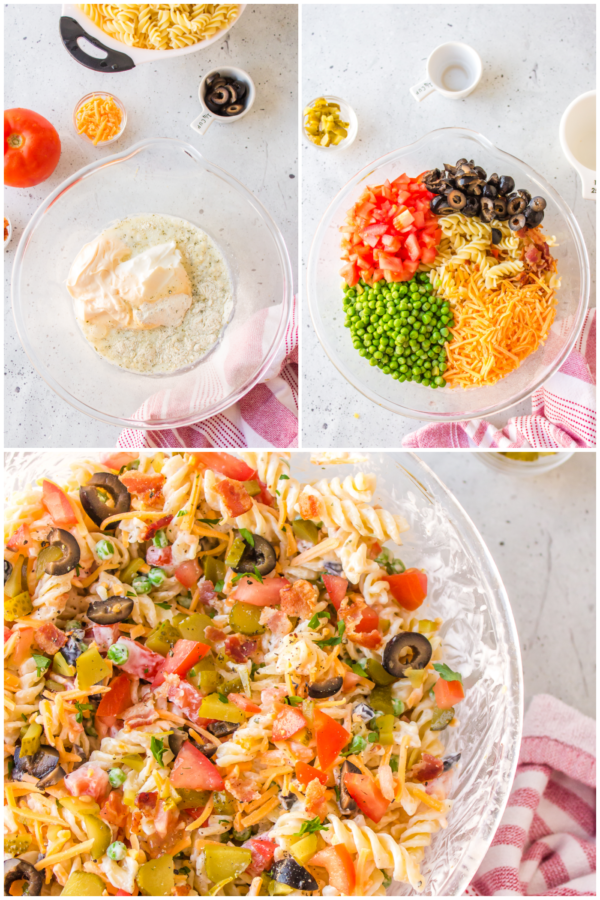 how to make bacon ranch pasta salad