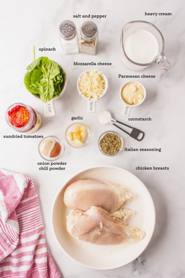 ingredients for Baked Tuscan Chicken