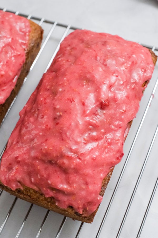 lemon bread with raspberry frosting