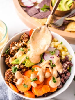 special sauce on quinoa bowls
